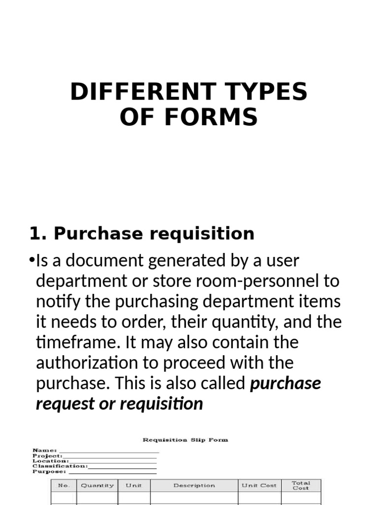 Different Types of Forms Eim PDF