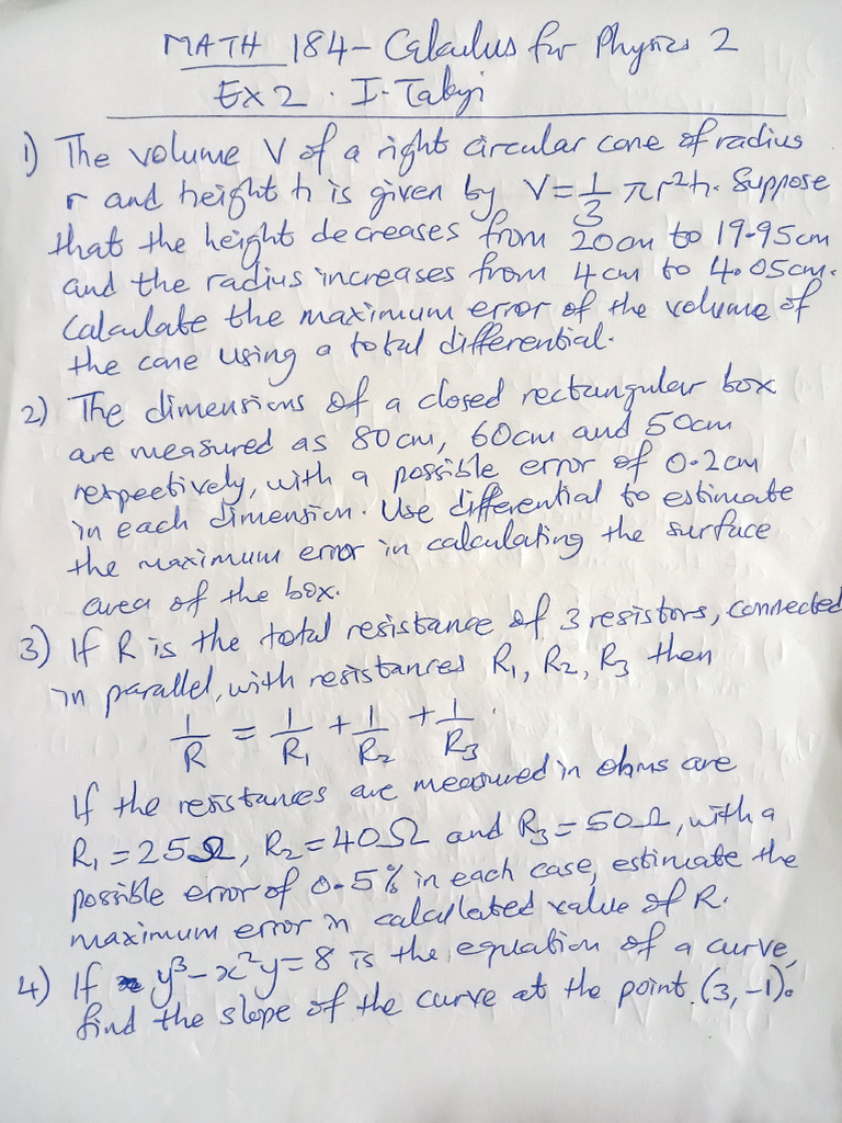 Math 184 Ex 2 | PDF