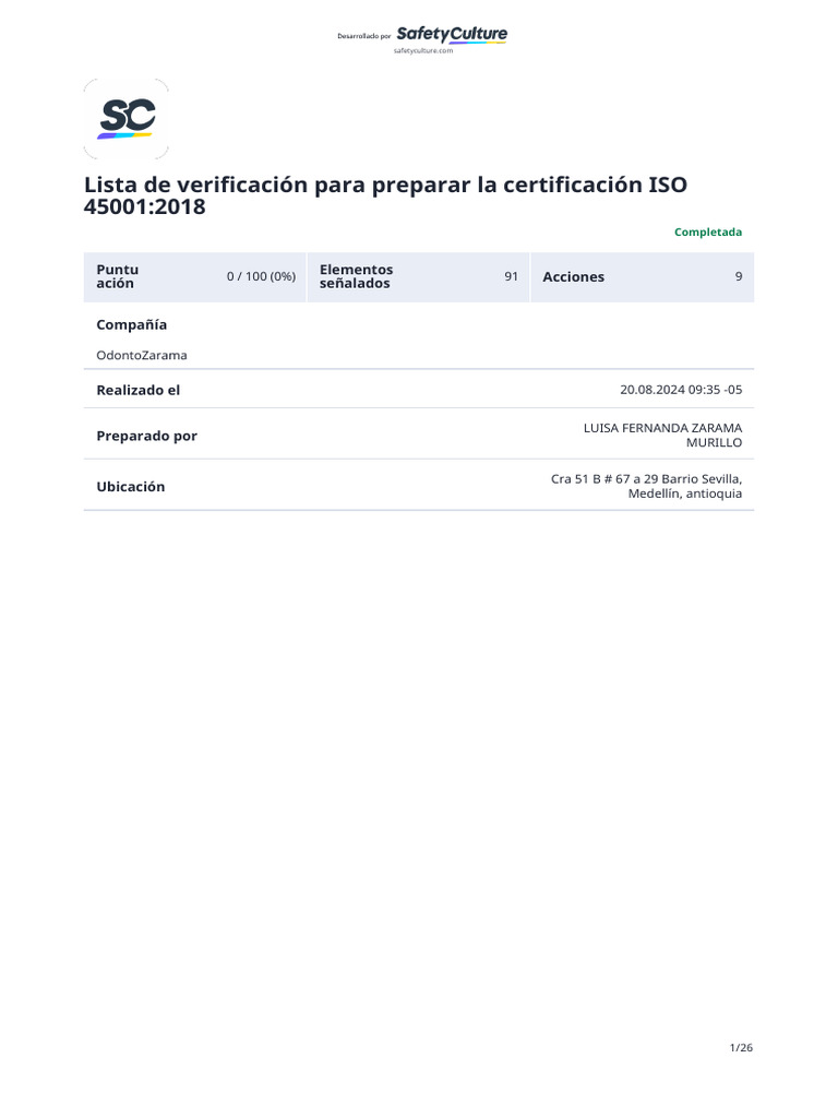 Lista de Verificación para Preparar La Certificación ISO 45001 2018 | PDF