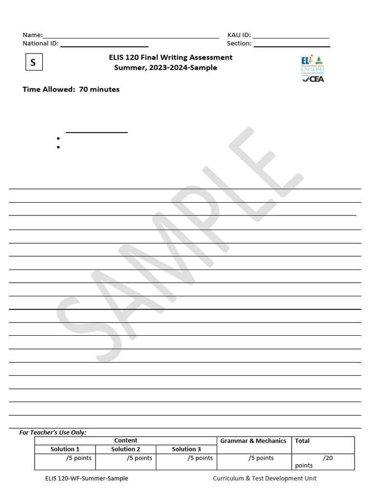 ELIS 120 WF Summer Sample | PDF
