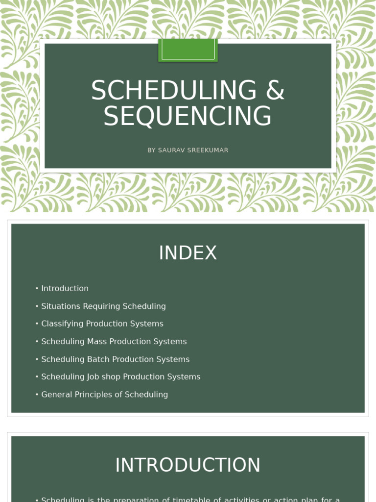 Scheduling and sequencing pdf