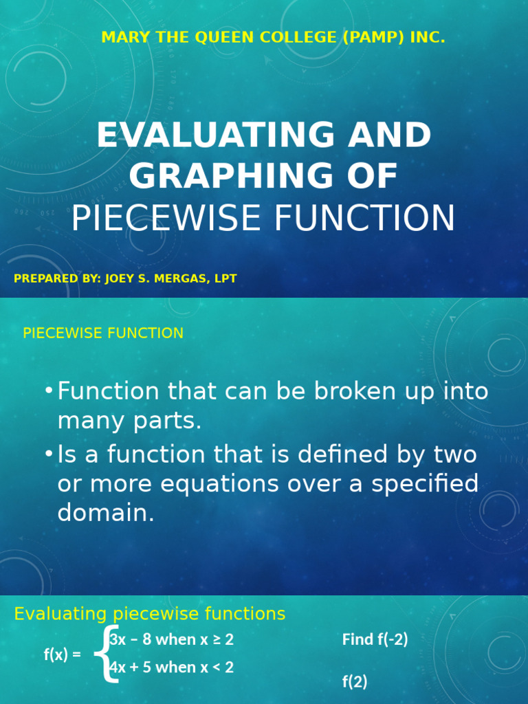 #3 Evaluating - Graphing of Piecewise Functions | PDF