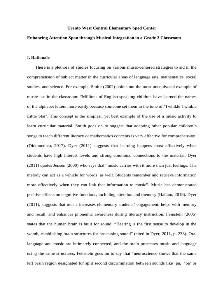 Popular interventions to enhance sustained attention in children and ... - Improving Attention Span Through Sensory Integration