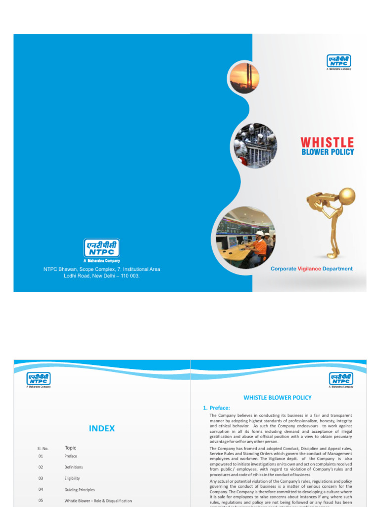 NTPC Whistle Blower Policy Guide | PDF | Justice | Business