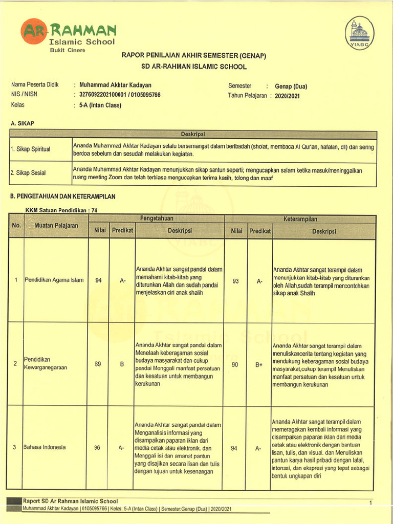 Rapor genap 5 a pdf