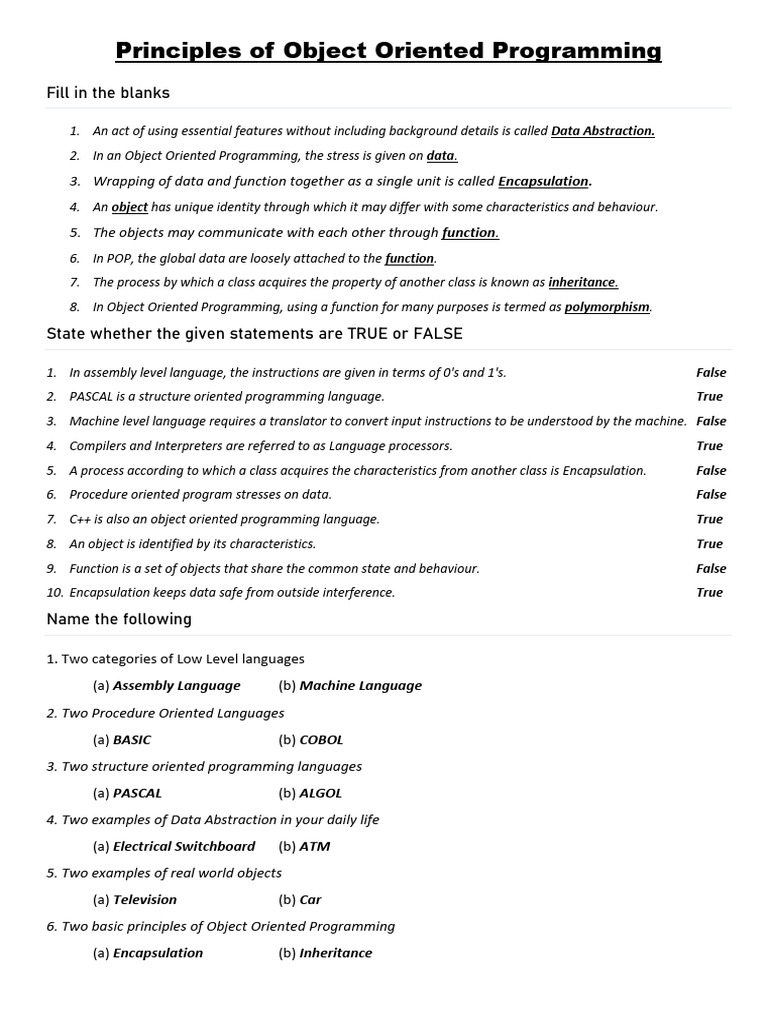 APC - Chapter-1 Principles of Object Oriented Programming | PDF