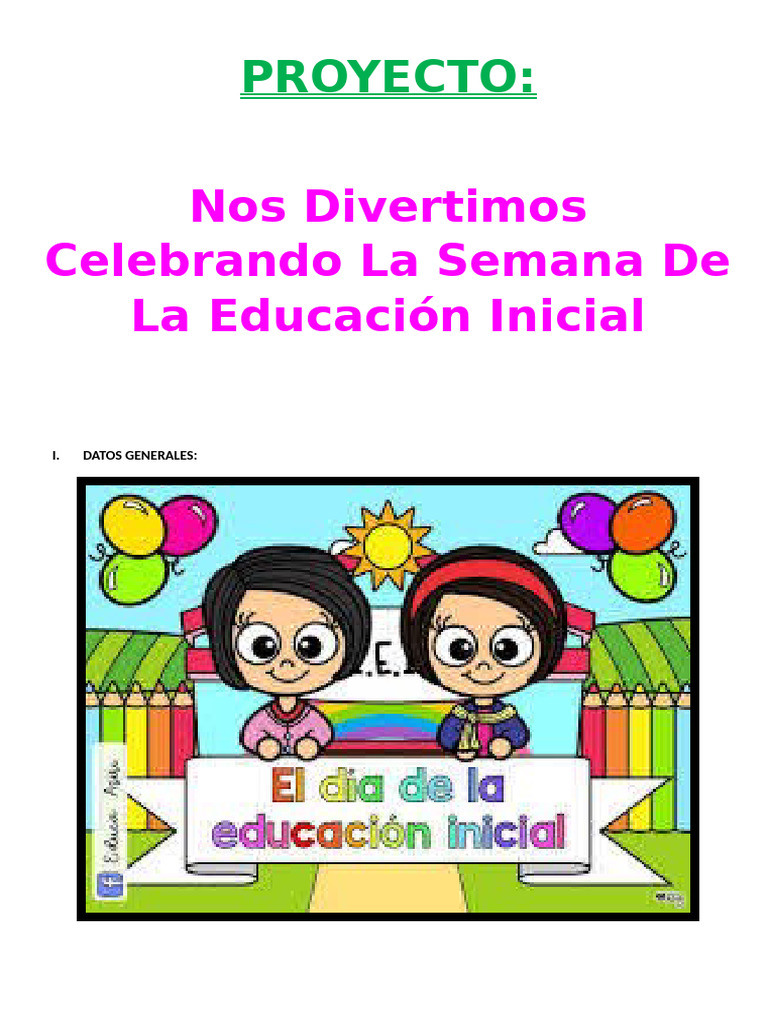 Celebración de la Educación Inicial | PDF | Educación de la primera ...