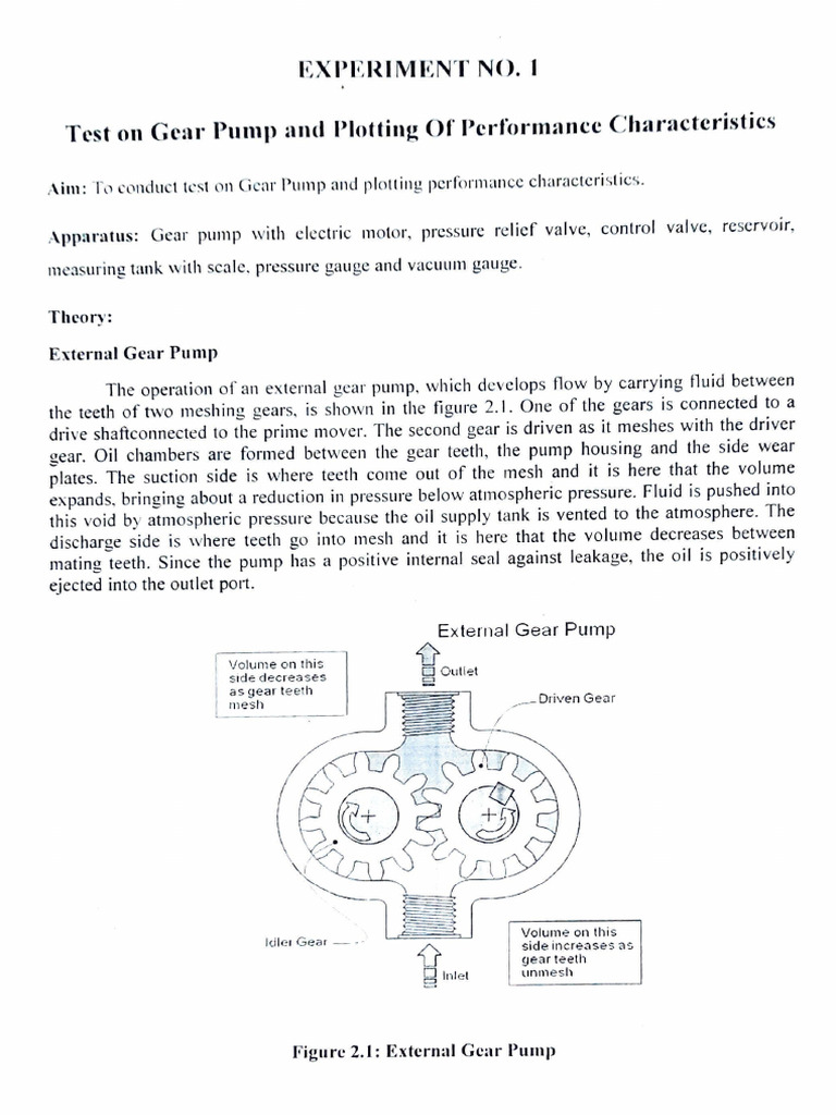 Gear Pump Performance Testing Results | PDF | Pump | Vacuum
