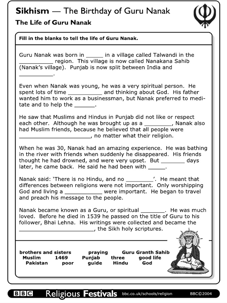 Guru Nanak Worksheet 1 | PDF