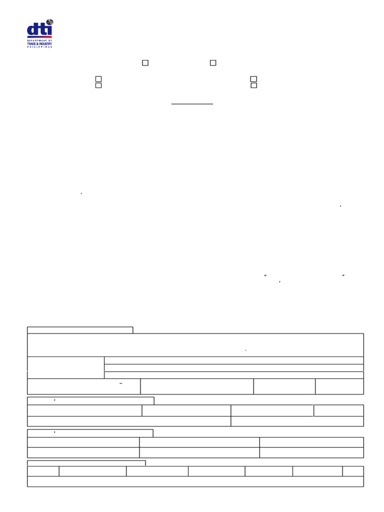 DTI - Business Name Registration Form | PDF