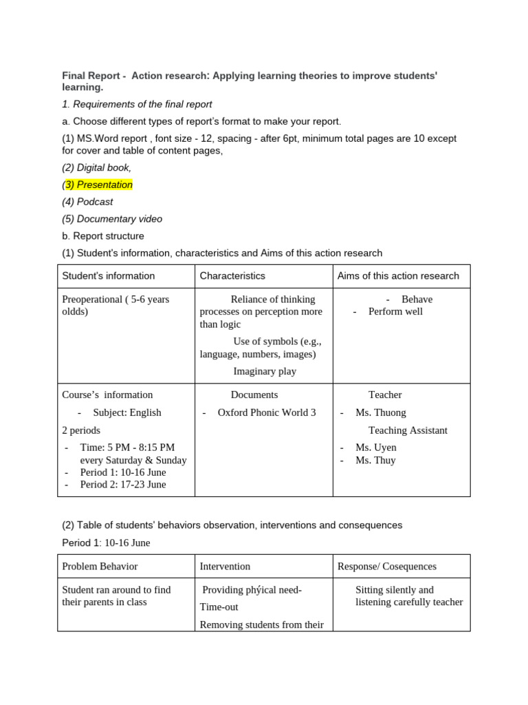 Final Report | PDF | Action Research | Learning Theory (Education)
