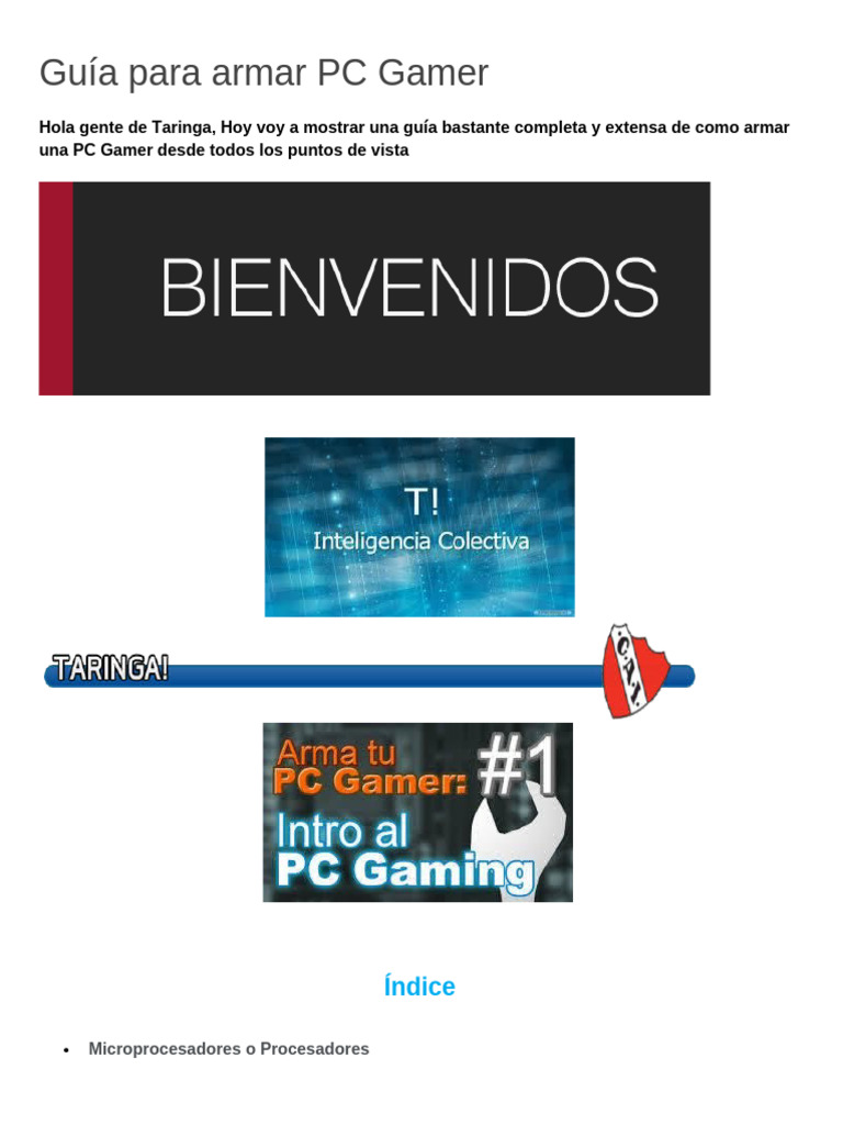 Guía Completa para Armar PC Gamer | PDF | Microprocesador | Juegos y ...