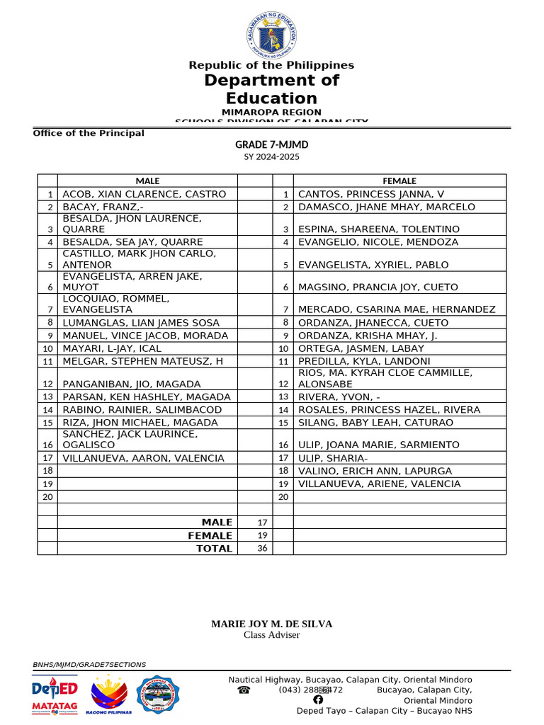 Grade 7 - 3 Sections-1 | PDF