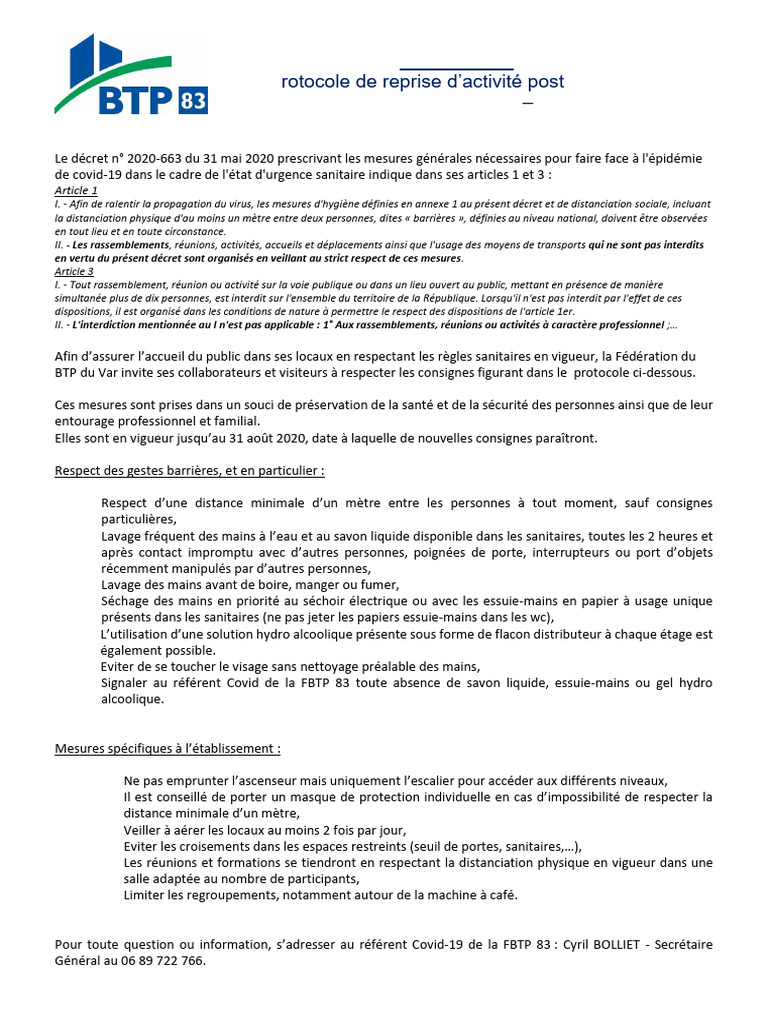 Protocole Sécurité Covid-19 | PDF