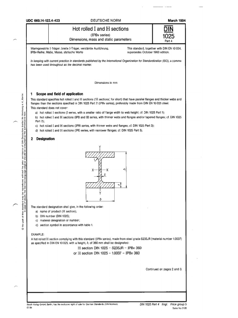 Din 1025-4 - 1994 - Eng | PDF