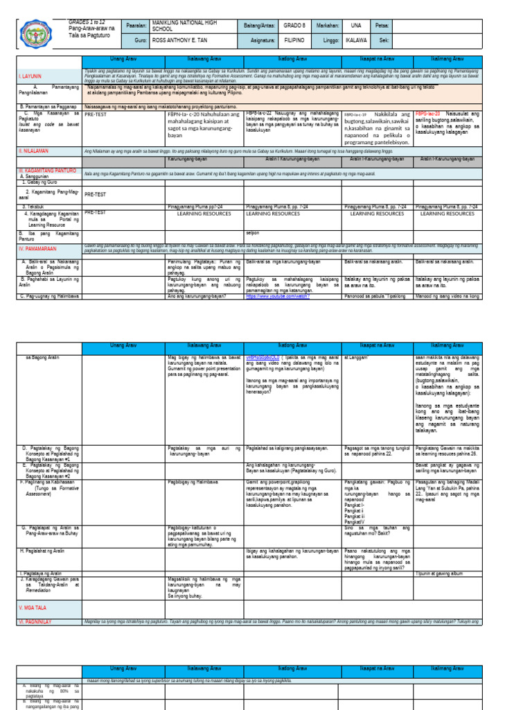 Grade 8 q1 Week 2 Filipino | PDF