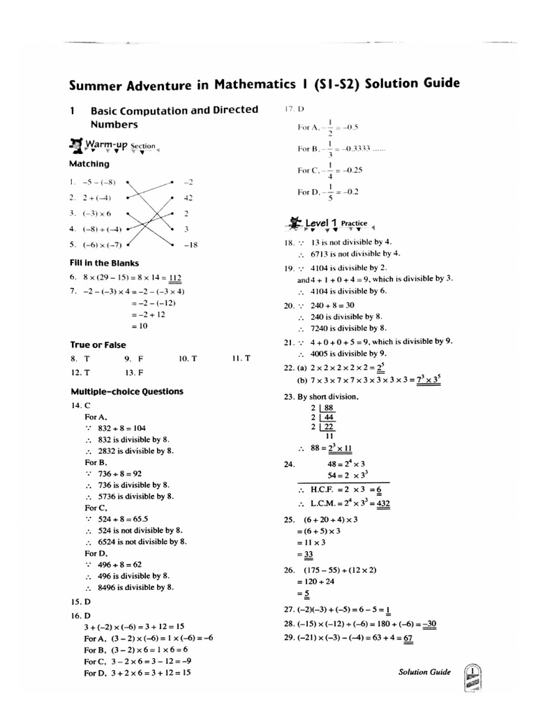 開啟「Summer Adventure in Mathematics 1 Answer（全本）」 | PDF