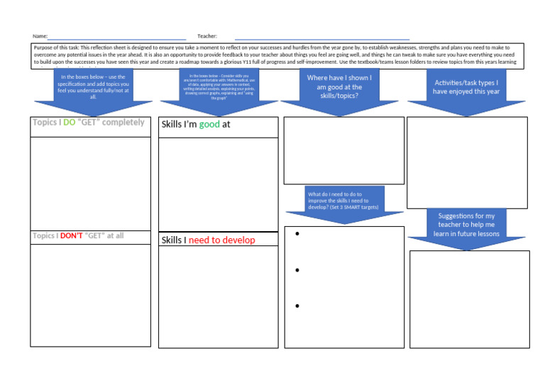 L1 Reflection Mat Year 10 | PDF