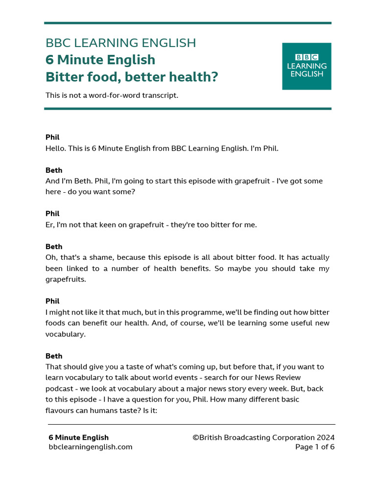 6 Minute Bitter Food Better Health | PDF