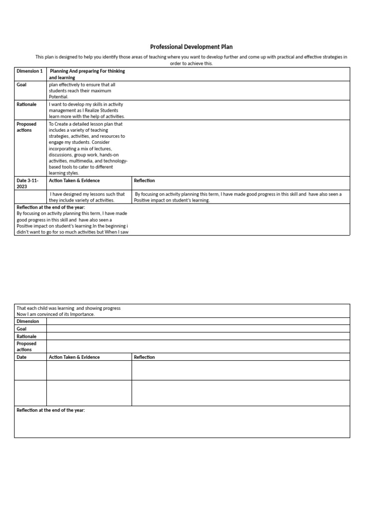Professional Development Plan | PDF