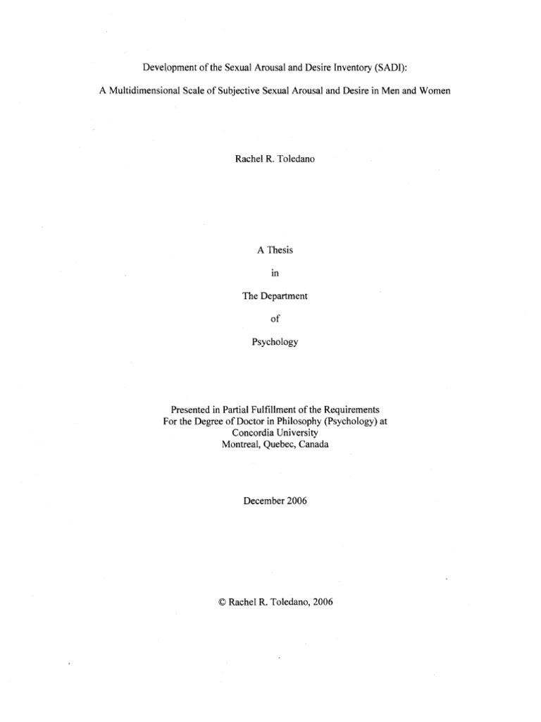 SADI Manual Sexual Arousal & Desire Inventory | PDF