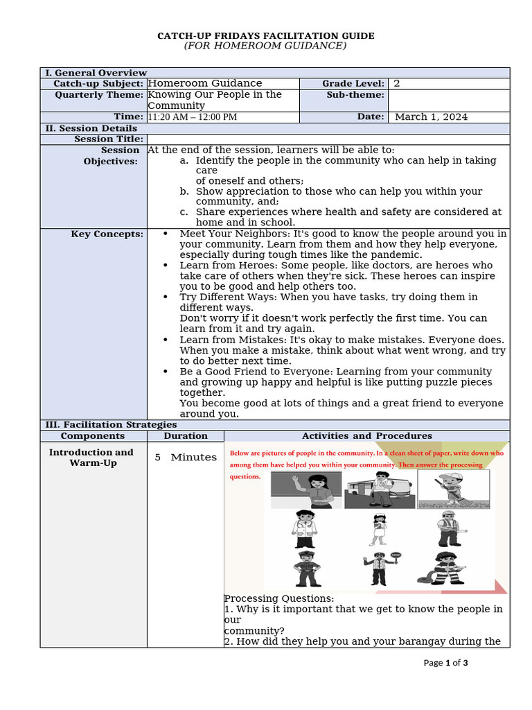 Grade 2 Homeroom Guidance Session Guide | PDF | Cognition | Learning