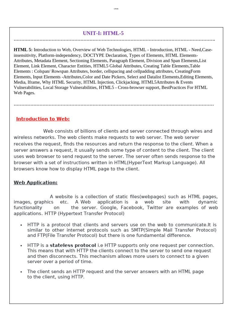 MSD Unit 1 Mean Stack Development of The Course PDF