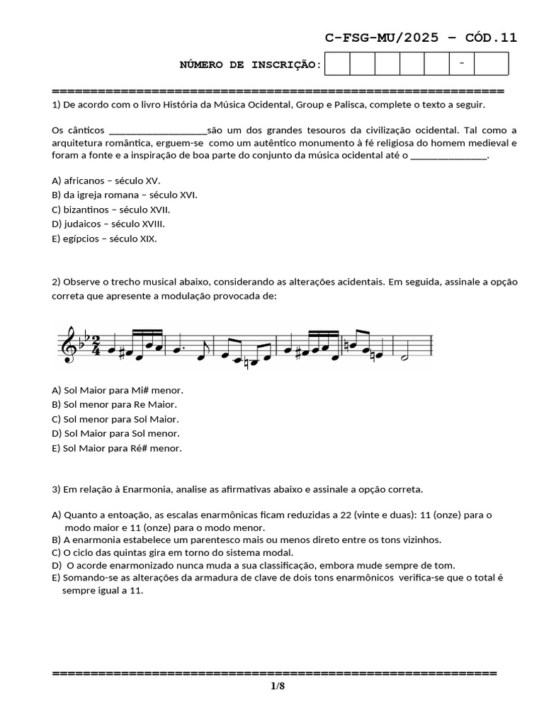 Prova Cod 11 - Mu 2025 | PDF