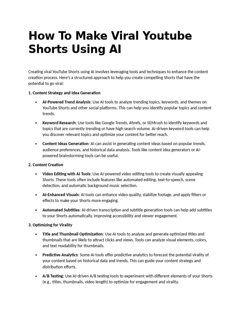 How To Make Viral Youtube Shorts Using AI | PDF | Artificial ...