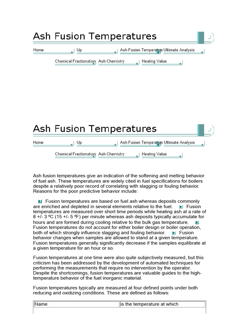 Ash Fusion Temperatures in Fuels | PDF | Nuclear Fusion | Temperature
