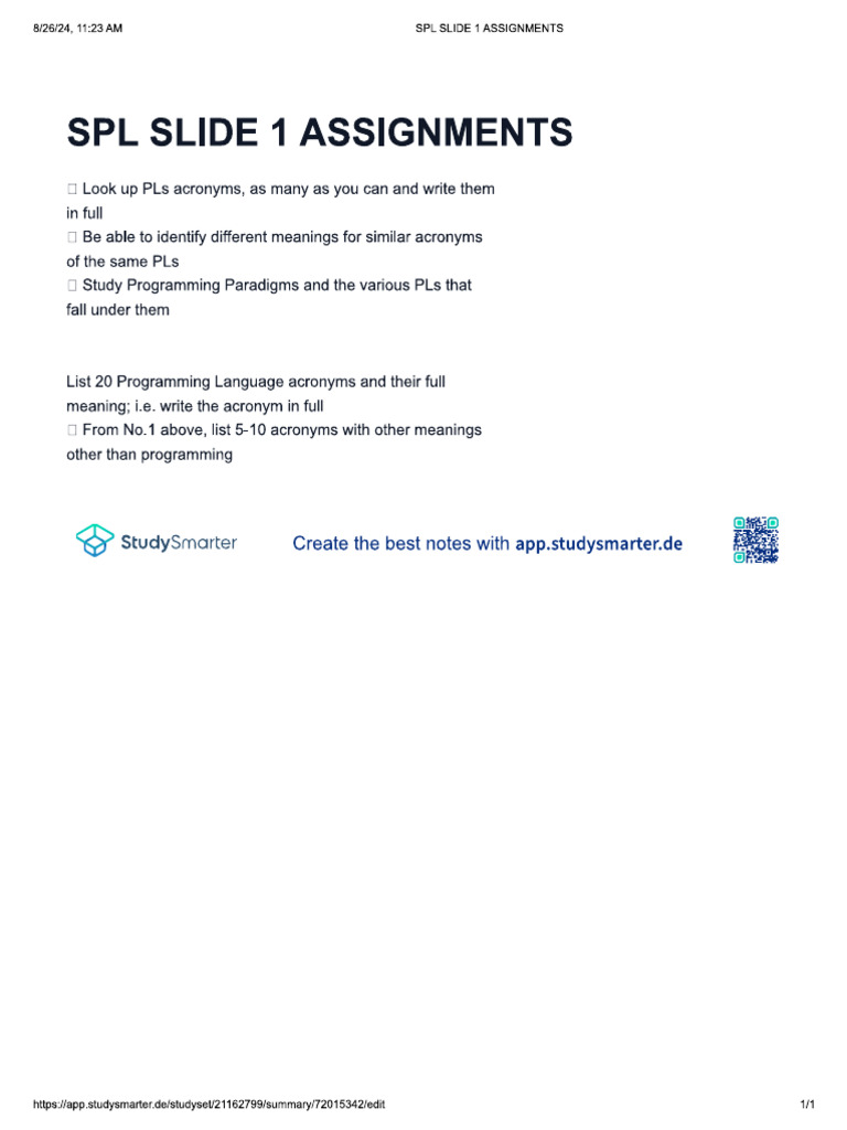 SPL Not1 S | PDF