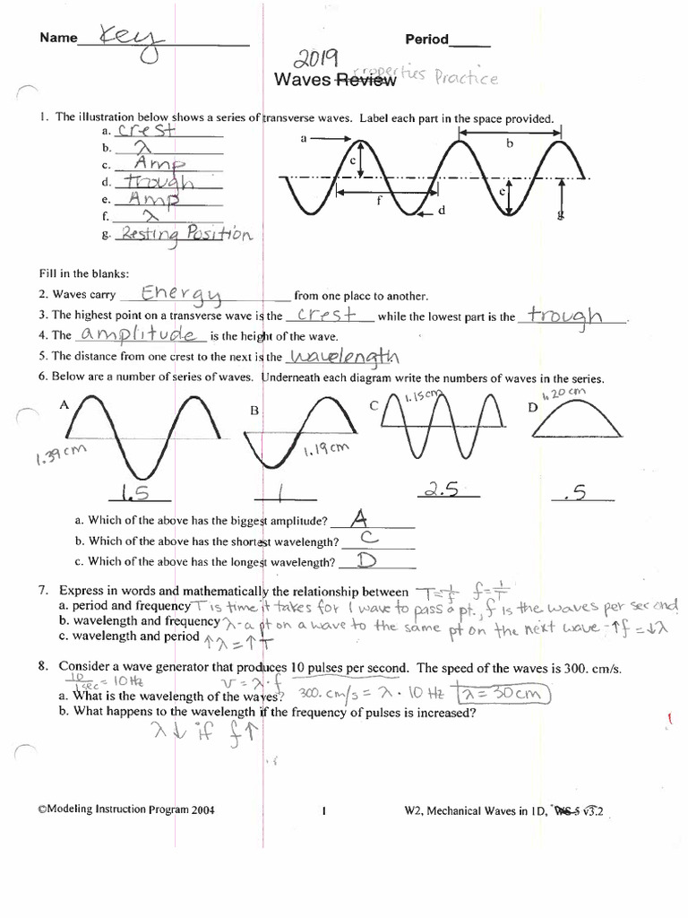 Waves Properties Practice 2020 Key | PDF