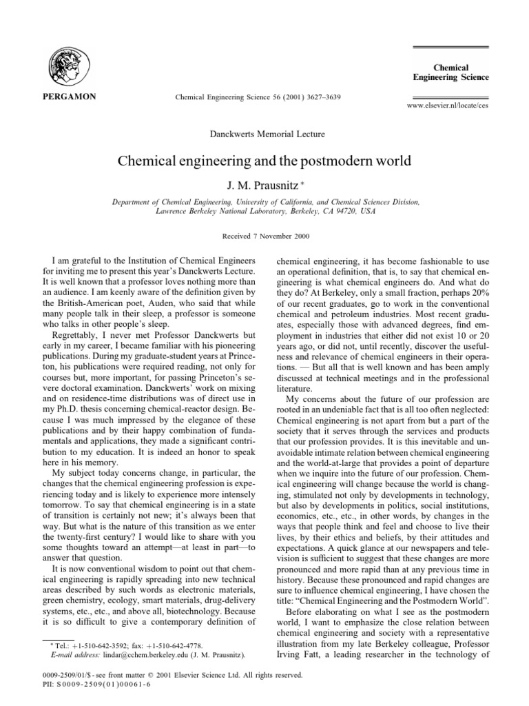 Chemical Engineering and The Postmodern World | PDF | Postmodernism ...