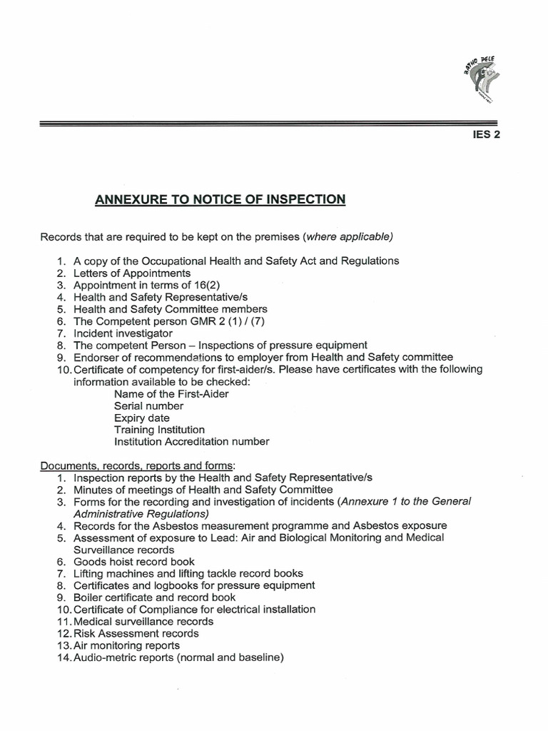 Department of Labour Inspection Data | PDF