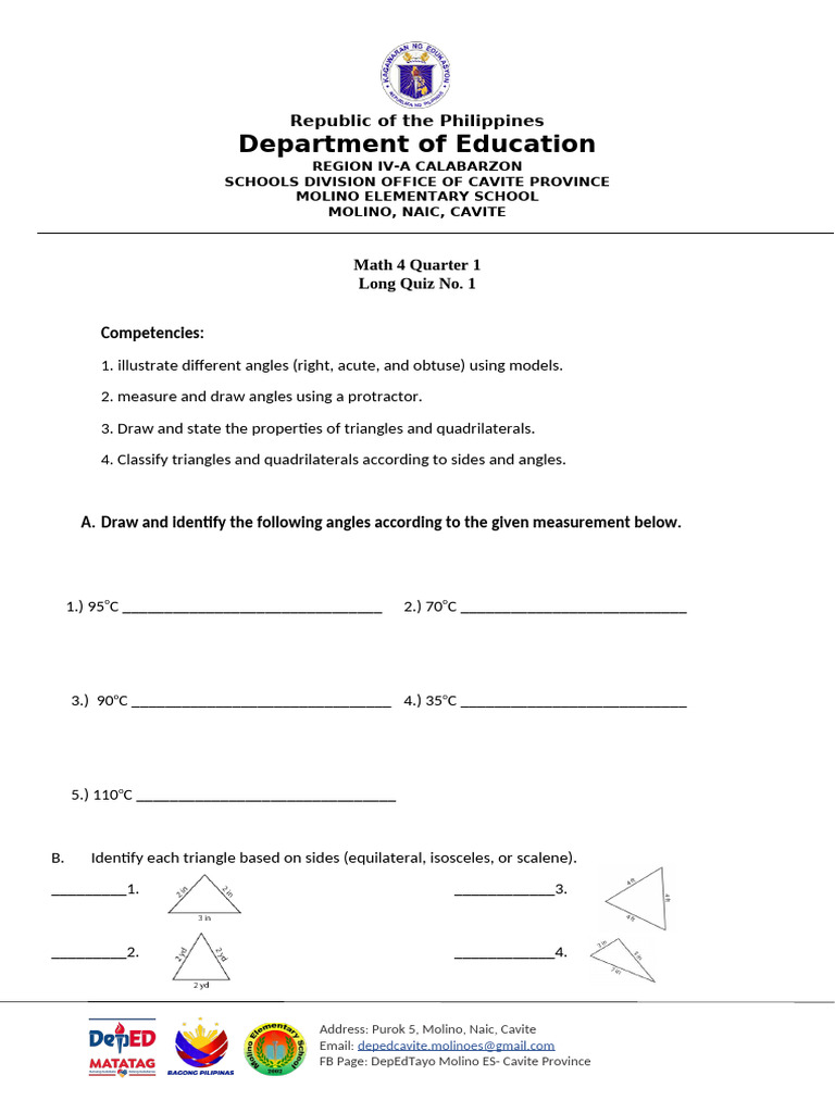 Long Quiz in Math 4 No.1 | PDF