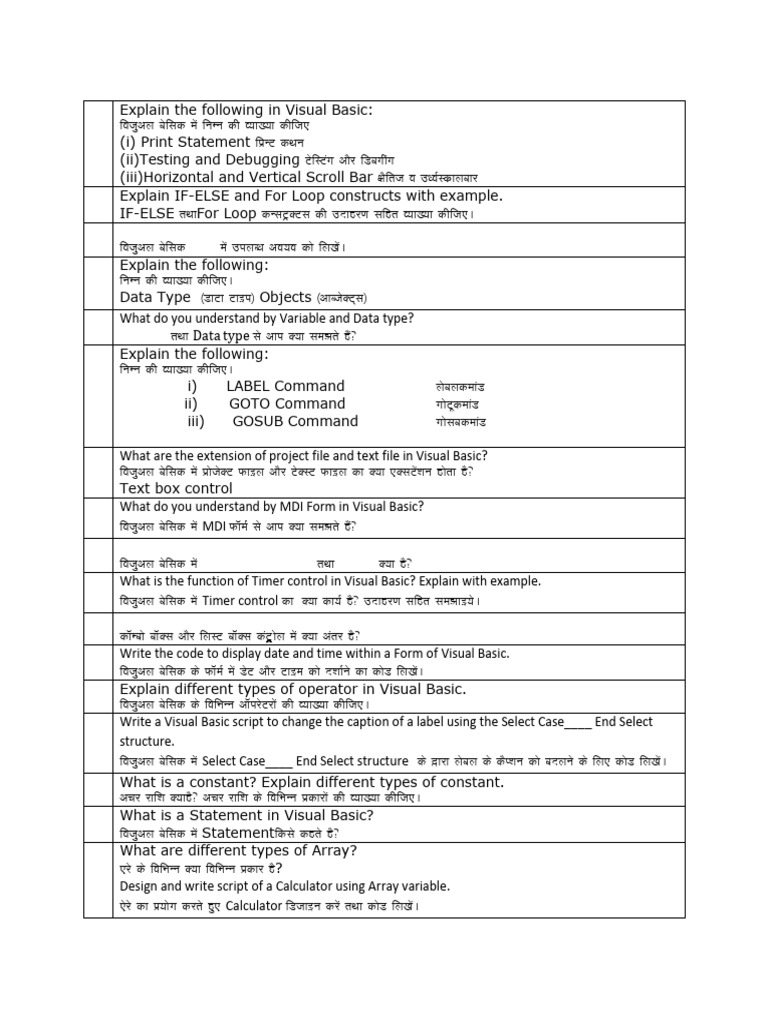 Visual Basic Model Question Paper | PDF | Software | Computers