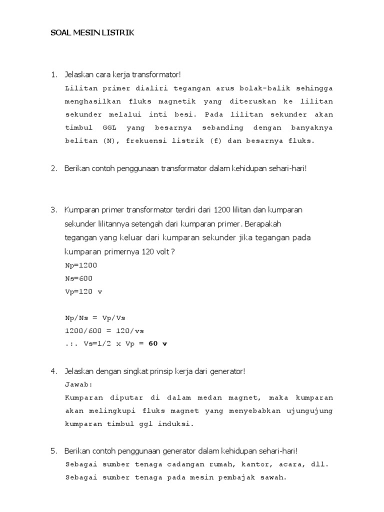 Soal Soal Mesin Listrik