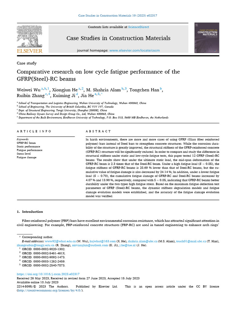 Comparative Research On Low Cycle Fatigue Performance of The GFRP Steel ...