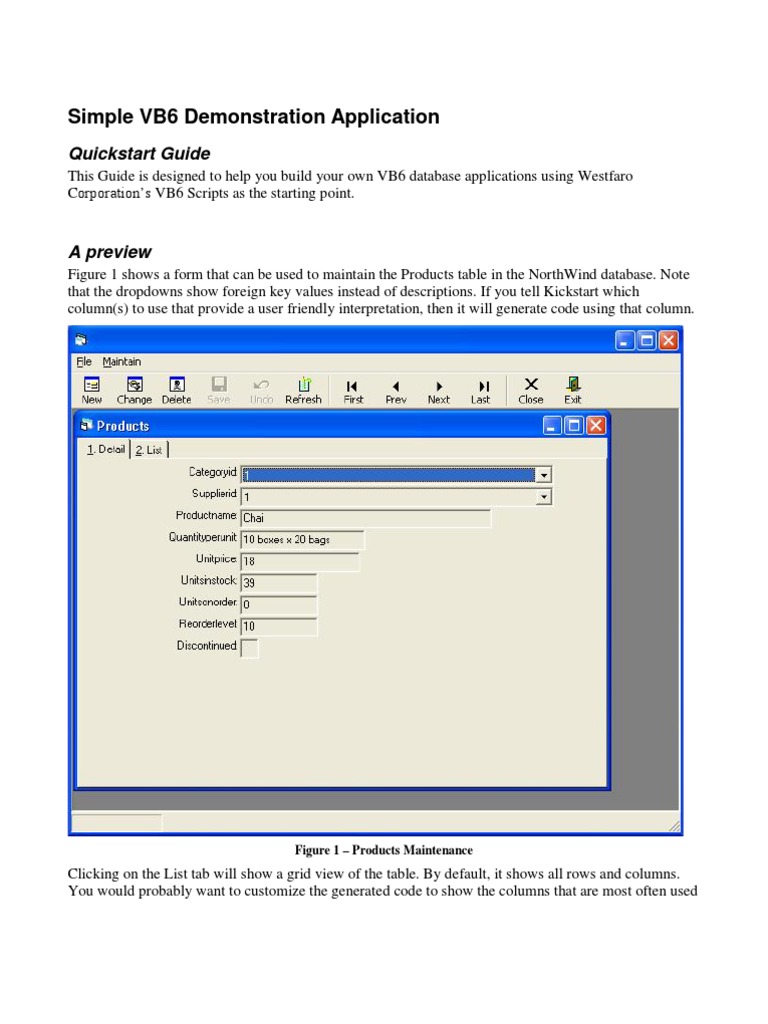 Simple VB6 Demonstration Application Source Code Databases