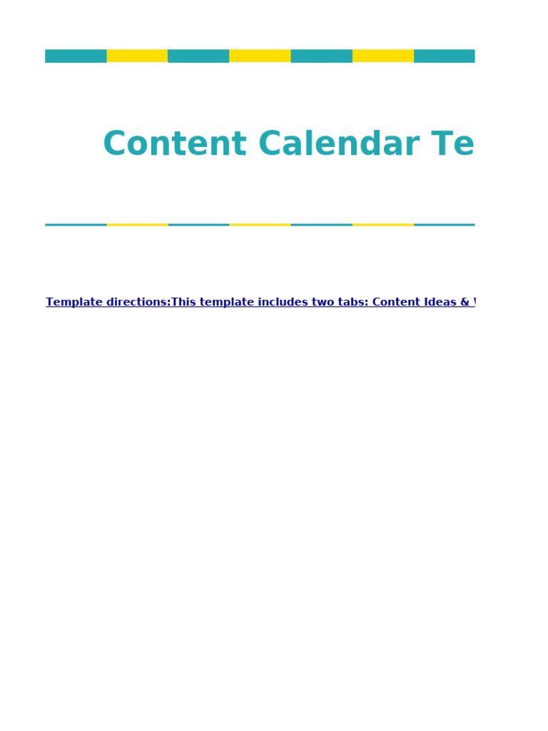 Create Your Content Calendar - Template | PDF