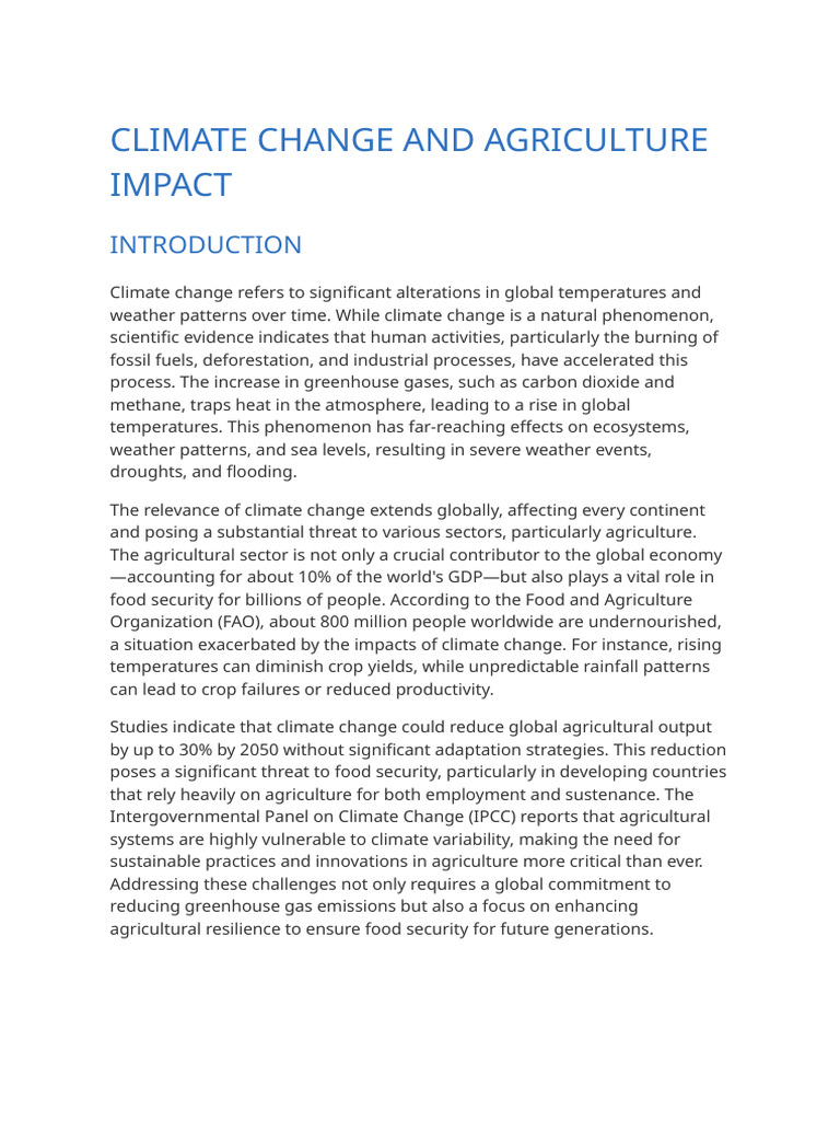 Climate Change and Agriculture Impact | PDF