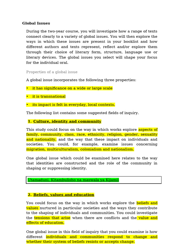 Global Issues.... Docx 2 | PDF