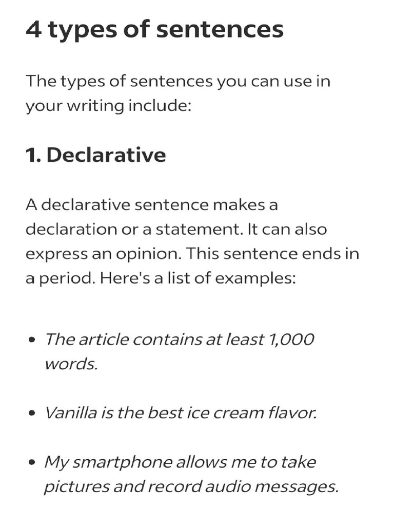 Ammar (Types of Sentence) | PDF