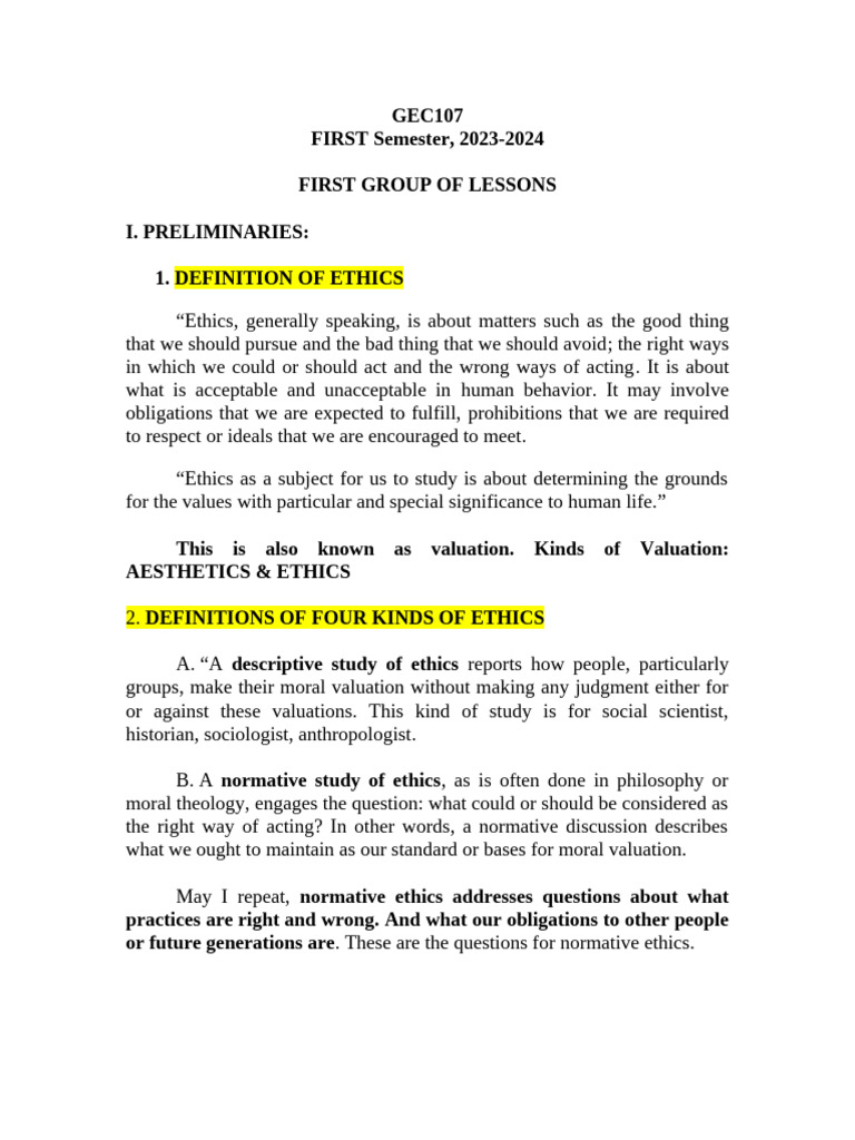1ST Lesson For Ist Seem 2023 2024 | PDF