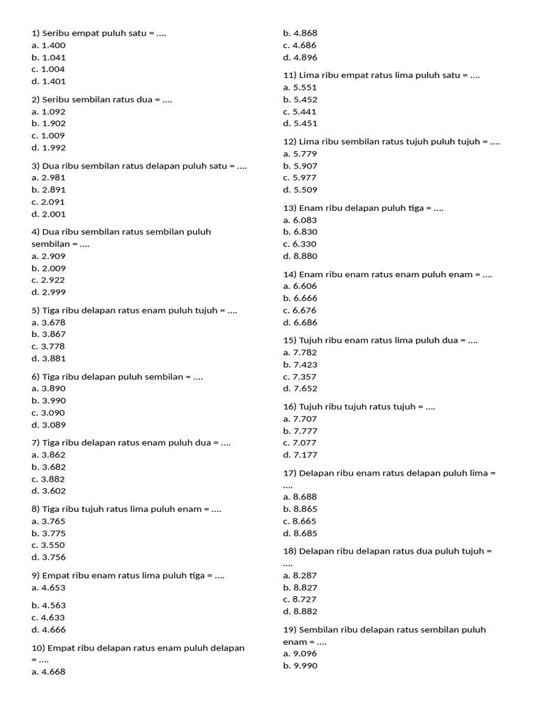 Konversi Angka 1-10000 | PDF | Metode & Bahan Ajar