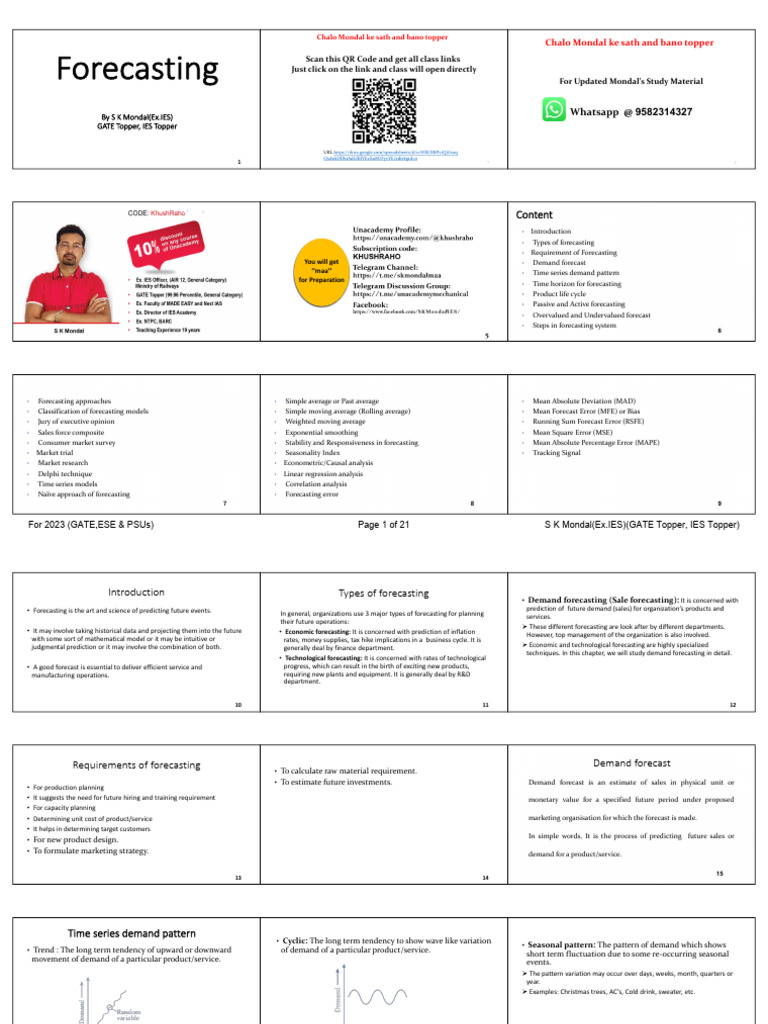 Industrial-Forecasting, Inventory, PERT-CPM, Queuing, BEP For 2023 GATE ...