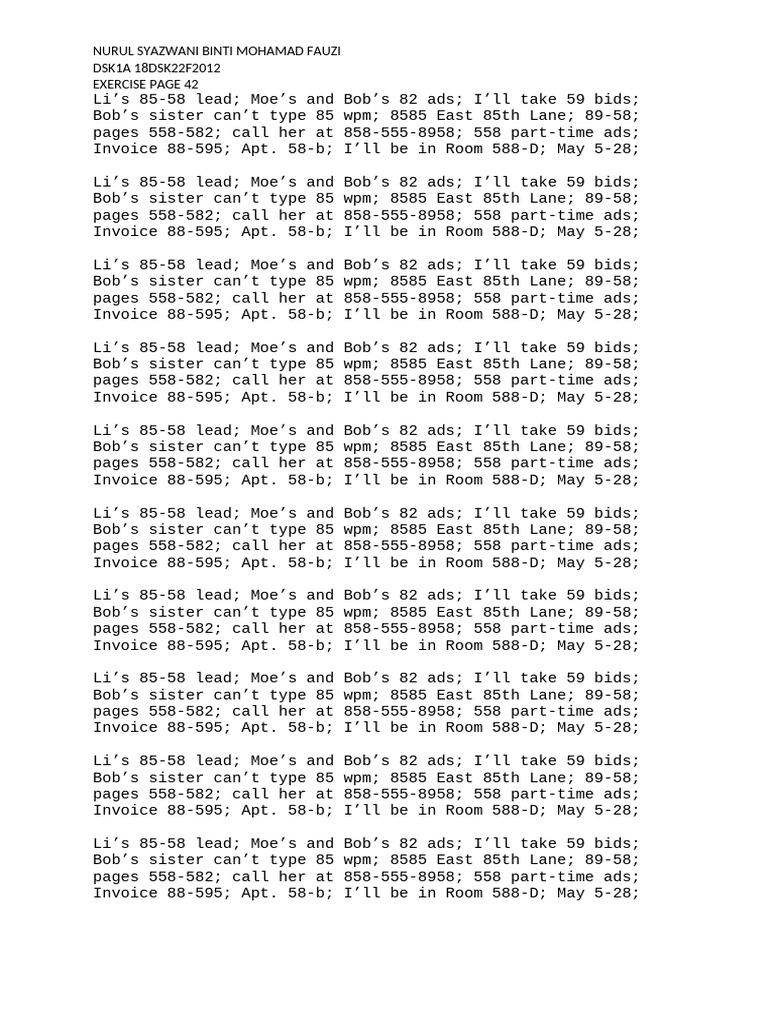 Exercise Page 42 | PDF