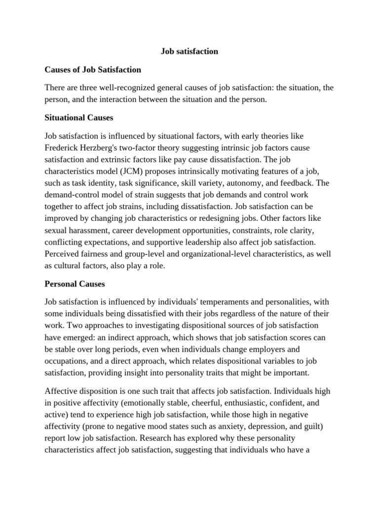 Job Satisfaction | PDF | Job Satisfaction | Psychology