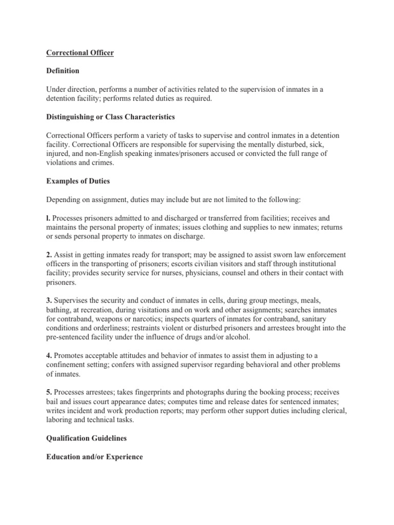 Correctional Officer Supplemental Info | PDF