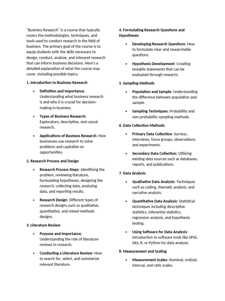 Business Research | PDF | Methodology | Business